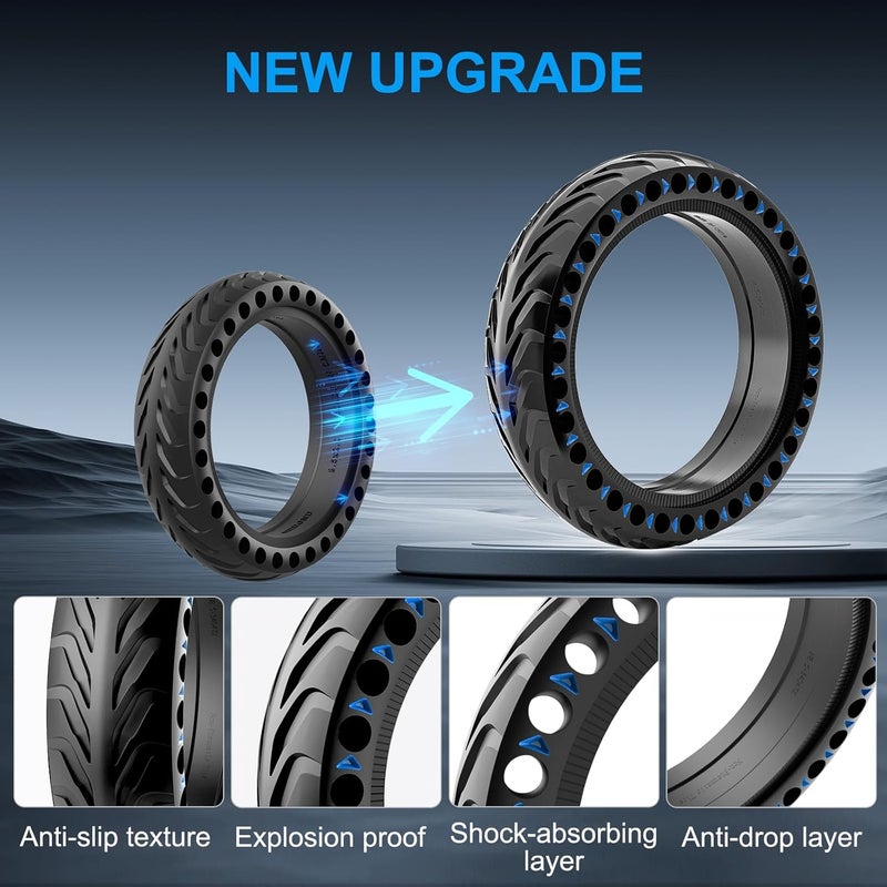 Cooryda 8.5'' Solid Tires for Electric Scooter, 50/75-6.1 Tire Replacement for Xiaomi Pro 2/M365/1S/Gotrax GXL V2/XR/APEX, 8 1/2'' Replacement Tires - Image 2